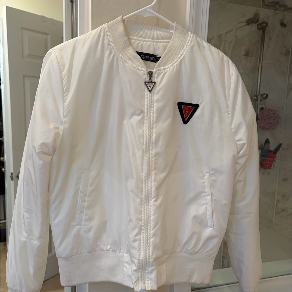 Guess White Bomber Jacket